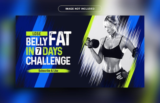 PSD zrzut ekranu przedstawiający ulotkę fitness z napisem „schudnij z brzucha w 7-dniowym wyzwaniu”