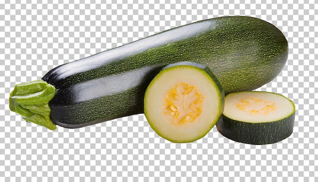 PSD 투명한 배경에 고립 된 zucchini 반으로 잘라진 zucchini