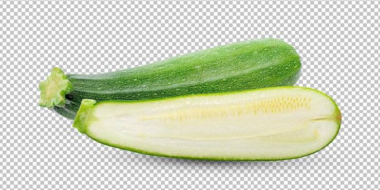 PSD zucchini with slice isolated on alpha layer