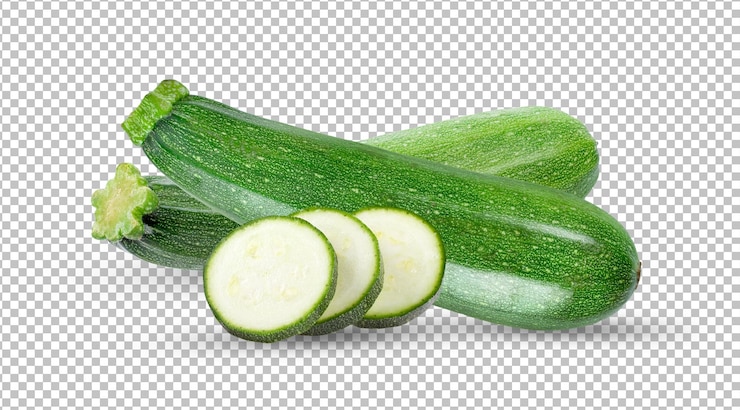 PSD zucchini with slice isolated on alpha layer