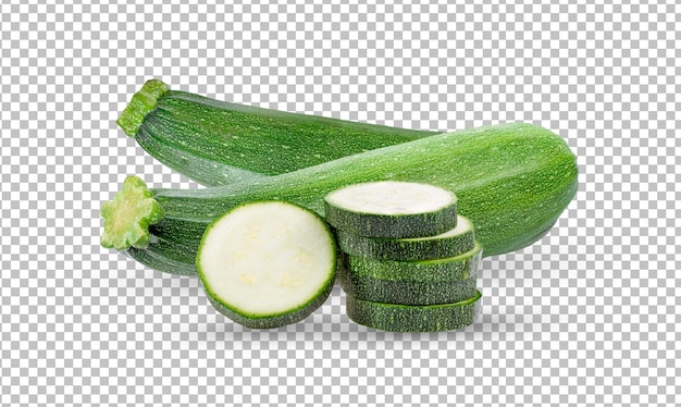 Zucchine con fetta isolate su strato alfa