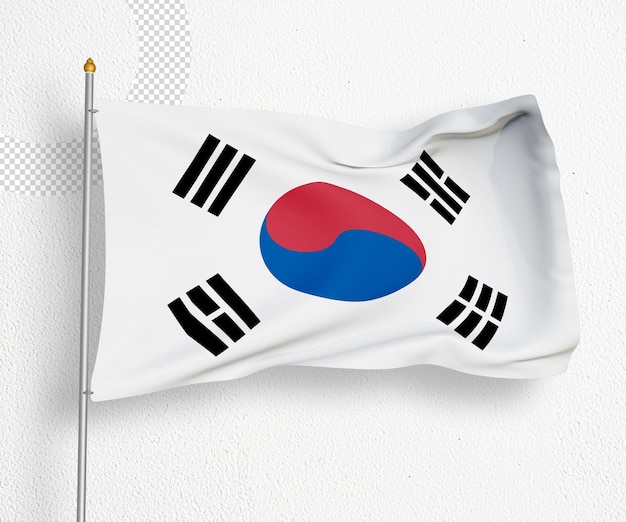 PSD zuid-korea 3d geïsoleerde vlag