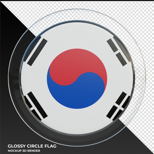 Zuid-korea realistische 3d getextureerde glanzende cirkel vlag