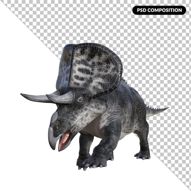 PSD Динозавр zuniceratops изолированный 3d рендеринг