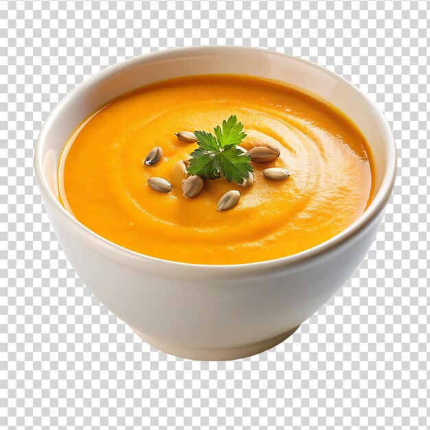 PSD zupa kremowa z dyni i marchewki izolowana na przezroczystym tle