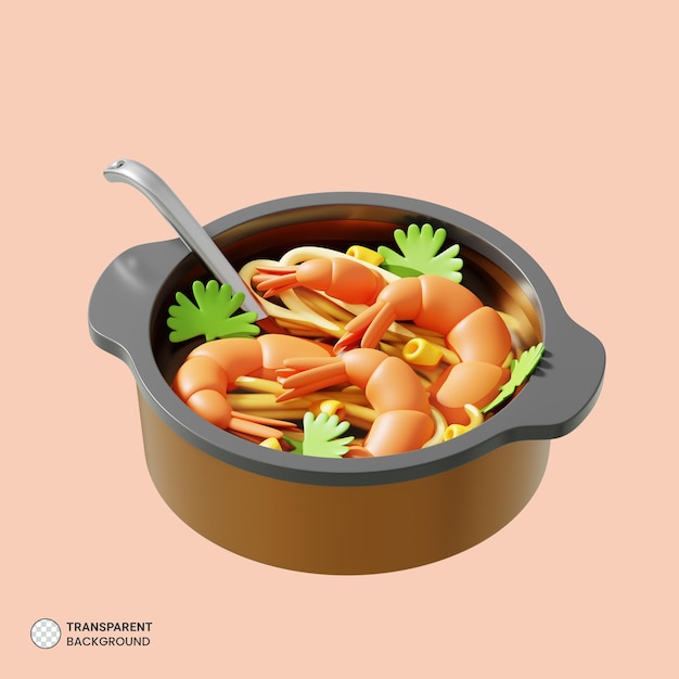 PSD zupa z krewetek ikona izolowana ilustracja renderowania 3d