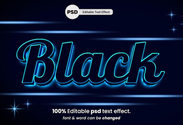 Zwart 3d bewerkbaar psd-teksteffect