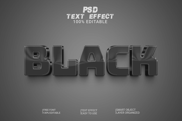 Zwart 3d psd-teksteffect