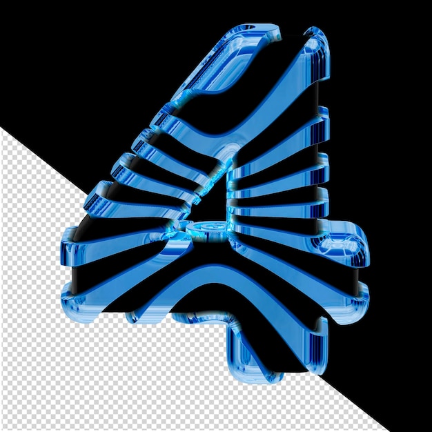 PSD zwart 3d symbool met blauwe ijsbanden nummer 4