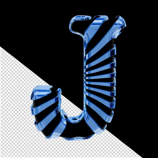 PSD zwart 3d-symbool met blauwe ijsriemen letter j