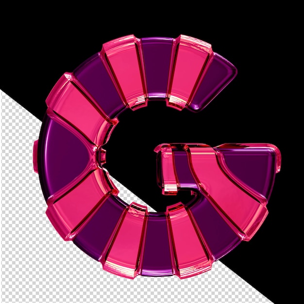 PSD zwart 3d symbool met roze verticale banden letter g