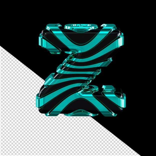 PSD zwart 3d symbool met turquoise bandjes letter z