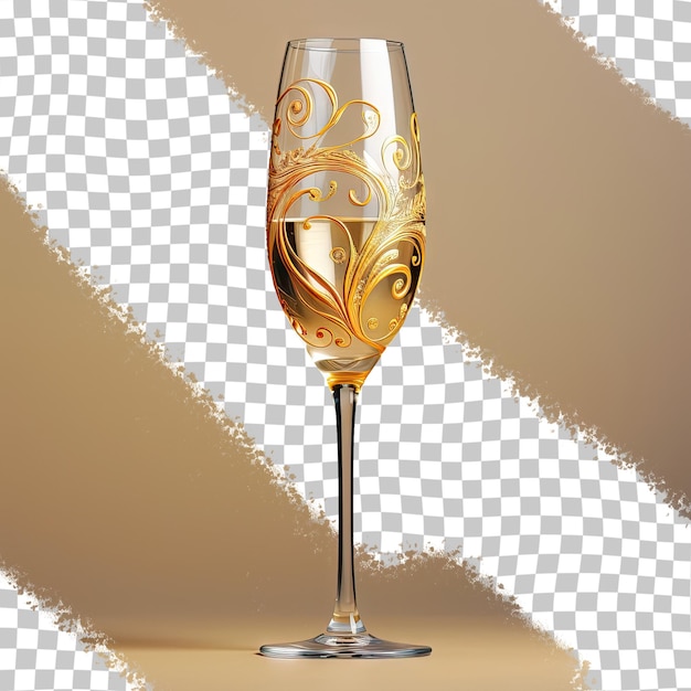 Zwart geïsoleerd champagneglas met gouden decoratie