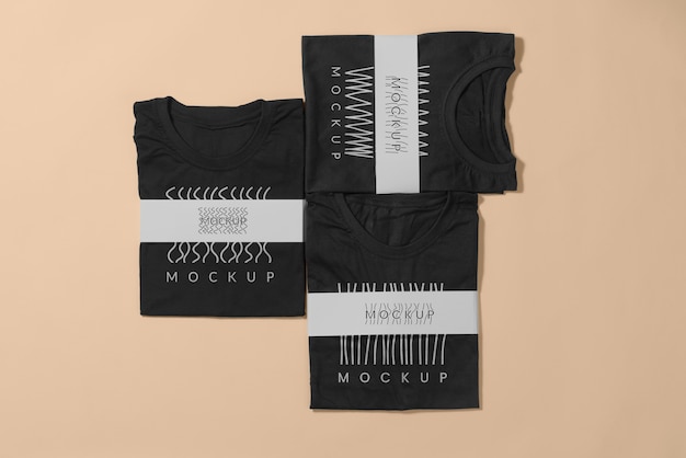 PSD zwart gevouwen t-shirt met papieren riemmodel
