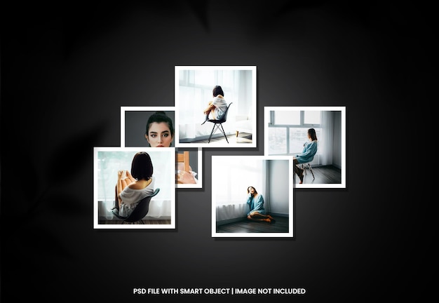 Zwart madboard frame mockup-sjabloon Premium Psd