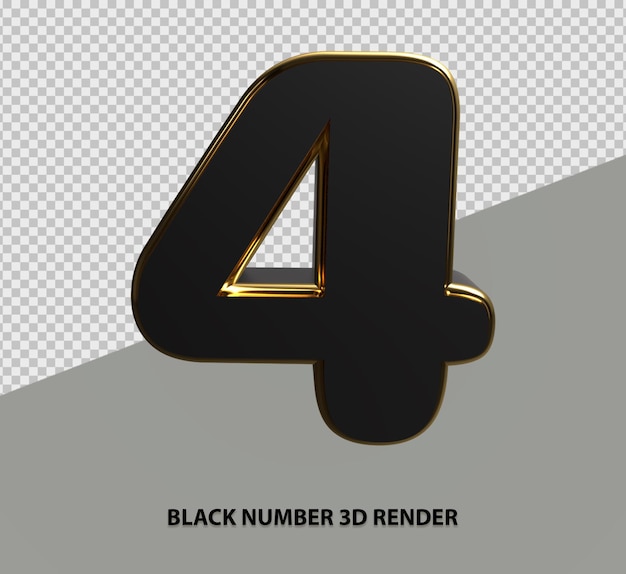 PSD zwart nummer 3d-rendering