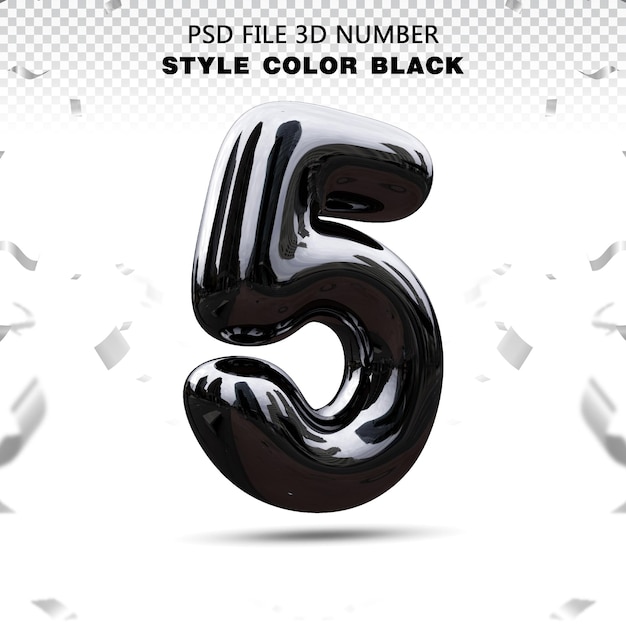 PSD zwart nummer 5 3d render