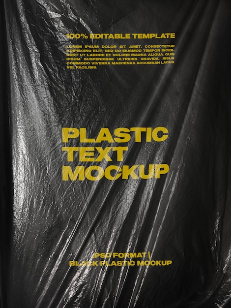Zwart plastic mockup tekst en logo sjabloon PSD-formaat 01