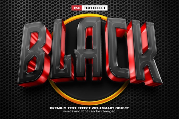 Zwart rood esport team 3d bewerkbaar teksteffect