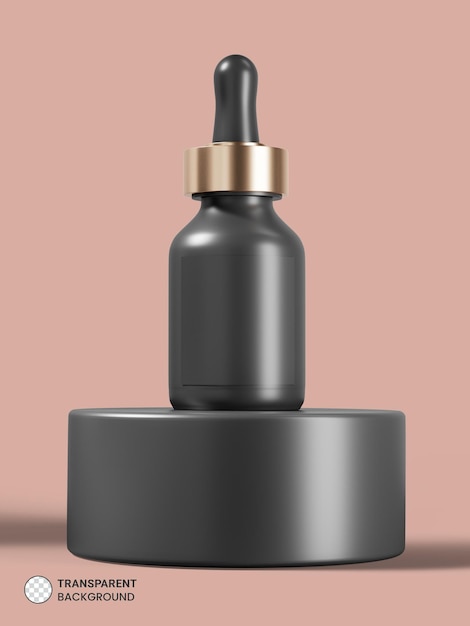 PSD zwart serum druppelflesje pictogram 3d render illustratie