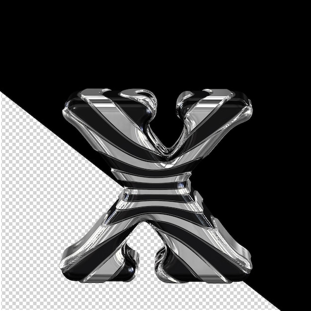 Zwart symbool met dunne zilveren bandjes letter x