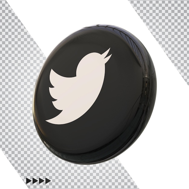 Zwart Twitter 3D-pictogram