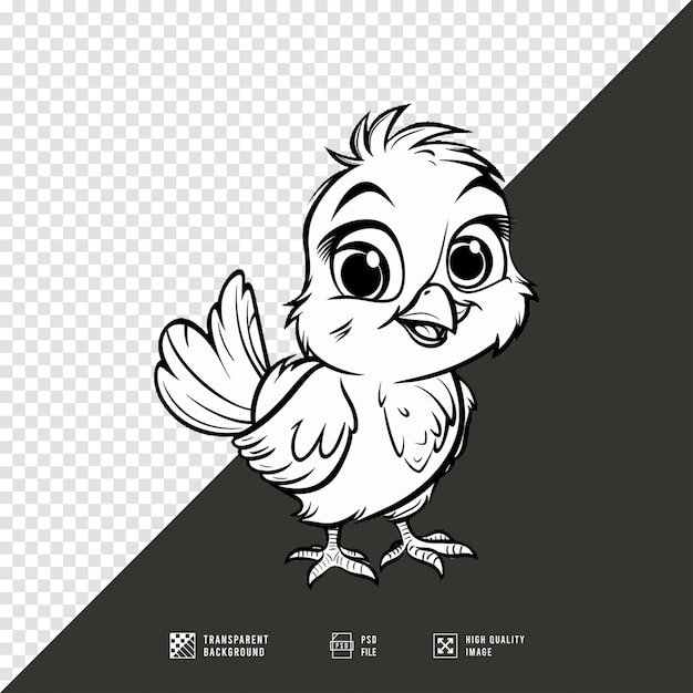 Zwart-wit beeld van kip zonder achtergrond in HD-kwaliteit