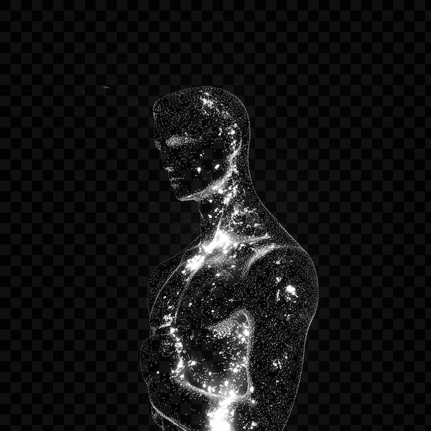 Zwart-wit flash verlichte foto op doorzichtige achtergrond