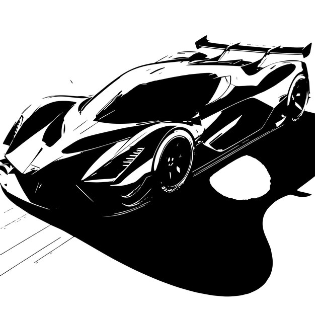 PSD zwart-wit illustratie van een hypercar sports car