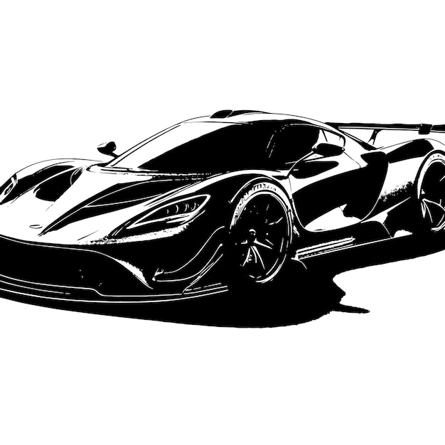 PSD zwart-wit illustratie van een hypercar sports car