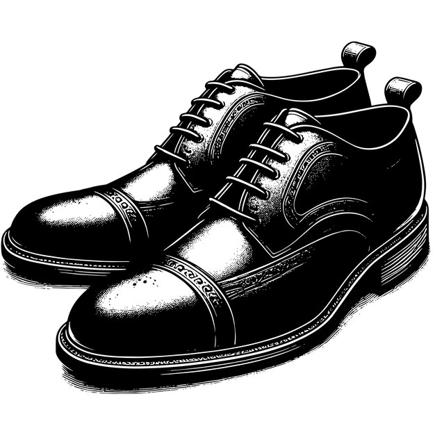 PSD zwart-wit illustratie van een paar mannelijke leren schoenen