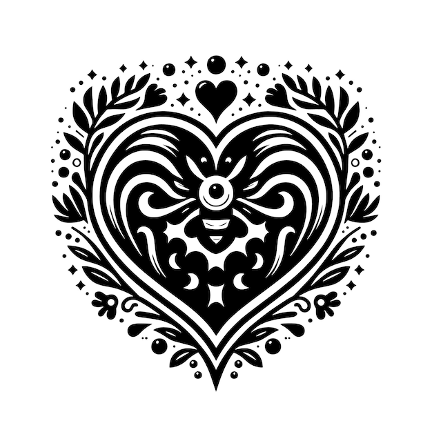 PSD zwart-wit silhouet van een hart het symbool van de liefde