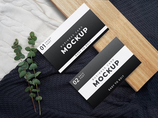 Zwart-wit visitekaartje mockup ontwerp