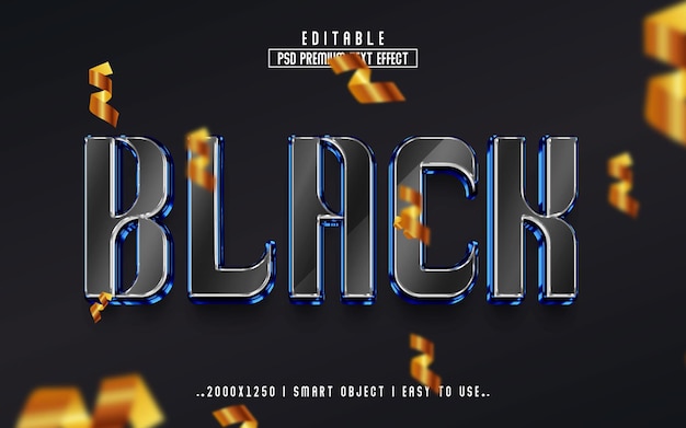 Zwarte 3d-realistische bewerkbare stijlsjabloon voor teksteffecten