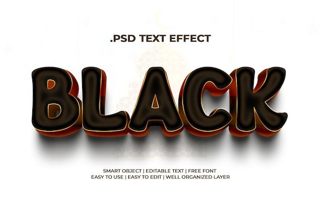 Zwarte 3D-teksteffectenstijl