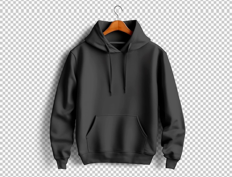PSD zwarte capuchon mockup op hanger