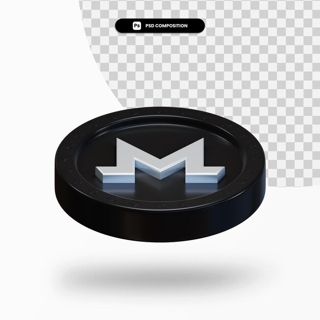 Zwarte cryptocurrency munt 3D-rendering geïsoleerd