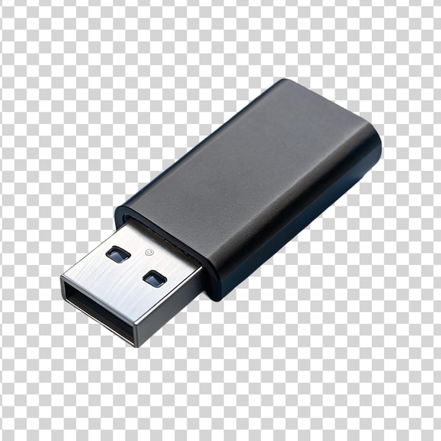 Zwarte flashdrive geïsoleerd op doorzichtige achtergrond