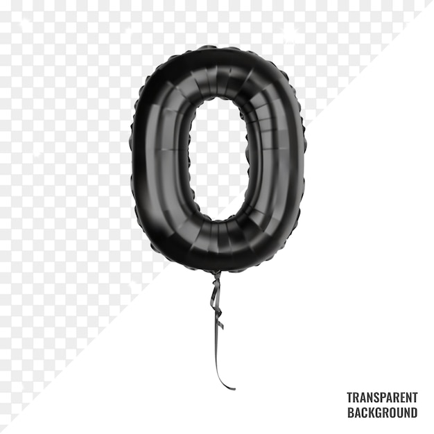Zwarte folieballon nummer nul op transparant
