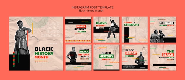 PSD zwarte geschiedenis maand instagram posts