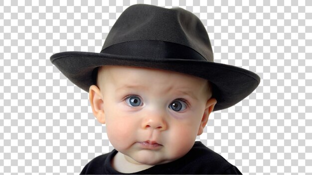 PSD zwarte hoed op baby geïsoleerd op doorzichtige achtergrond