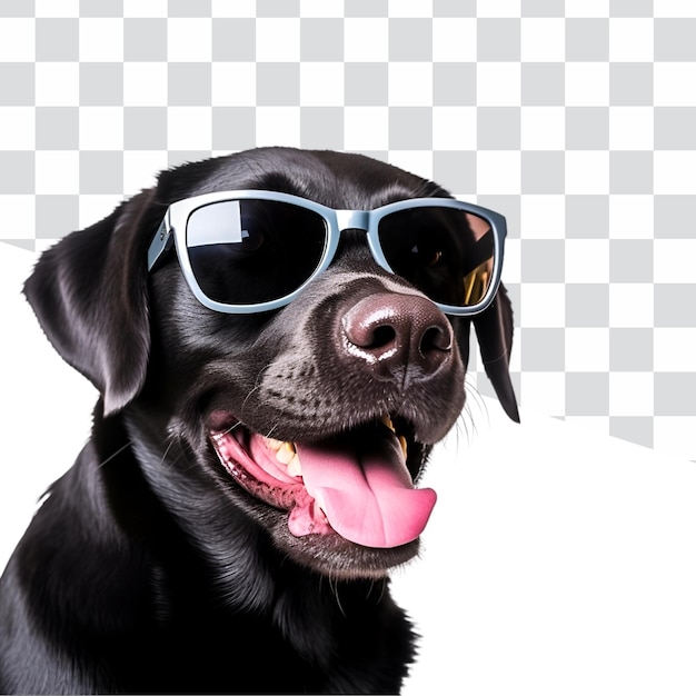 PSD zwarte hond klaar voor de zomer gelukkige en koele labrador hond in zonnebril