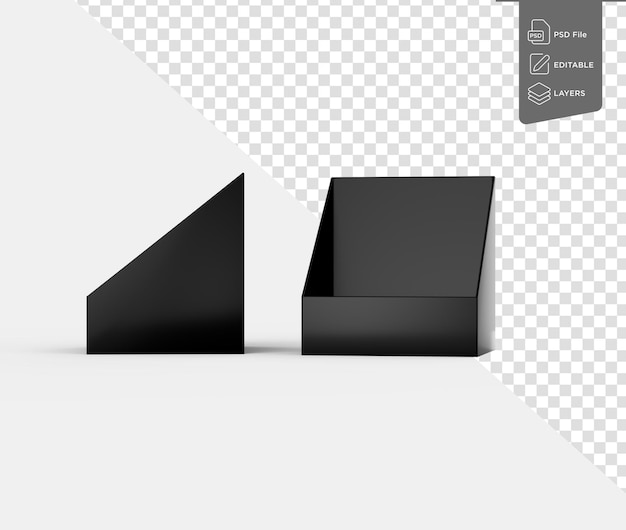 Zwarte kaarthouders met een slank modern ontwerp voor het organiseren van visitekaartjes of aantekeningen 3D-illustratie