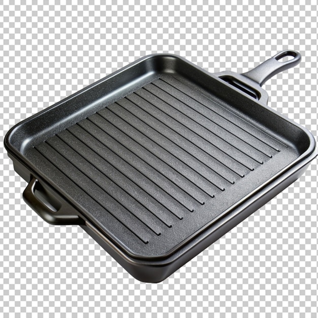 Zwarte metalen grillpan geïsoleerd op een doorzichtige achtergrond