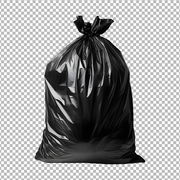 Zwarte plastic vuilniszak png object geïsoleerd op doorzichtige achtergrond