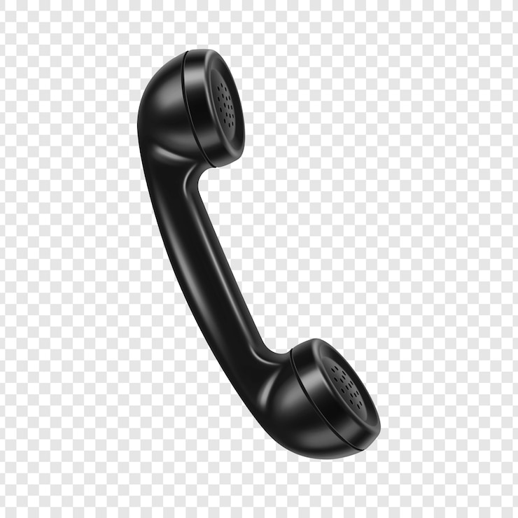 PSD zwarte retro telefoonontvanger op doorzichtige achtergrond