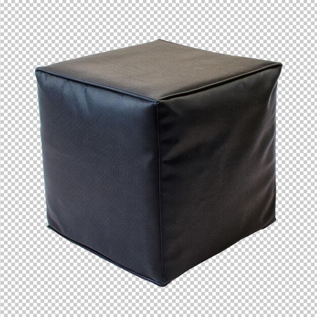 Zwarte stof bedekt een kubus op een doorzichtige achtergrond