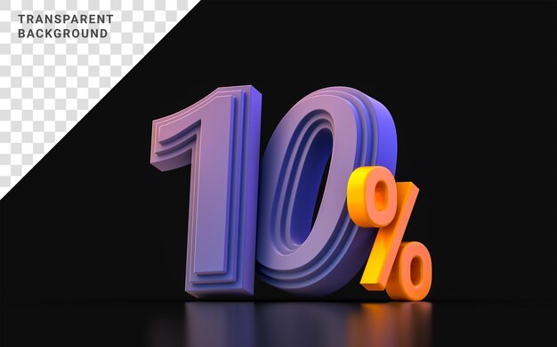 Zwarte vrijdag donker 10 procent korting nummer verkoop banner 3d render concept