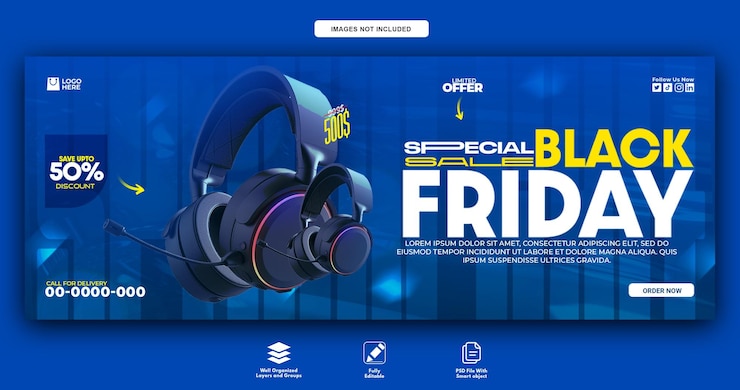 PSD zwarte vrijdag verkoop facebook cover psd