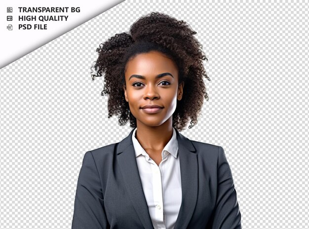 PSD zwarte vrouw actuaris op witte achtergrond witte geïsoleerde ba